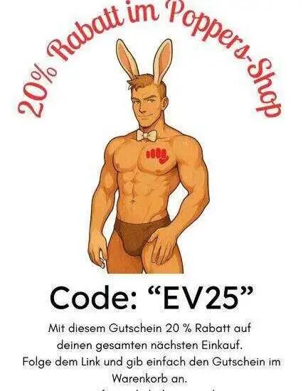 Illustration eines Mannes mit Hasenohren und einem Rabattcode für einen Online-Shop.